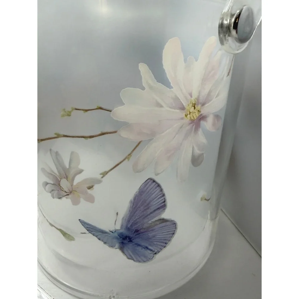 Vintage Ice Bucket Butterfly Bird Floral